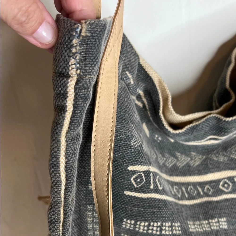 Free People Geometric Gray and Tan Tote
